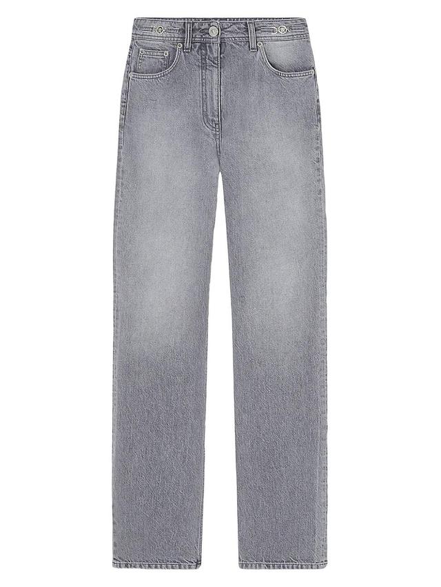 Womens Stone Wash Grey Relaxed-Fit Jeans Product Image