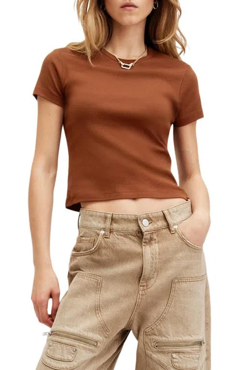 Stevie Cotton Crop T-shirt In Sugar Brown product image