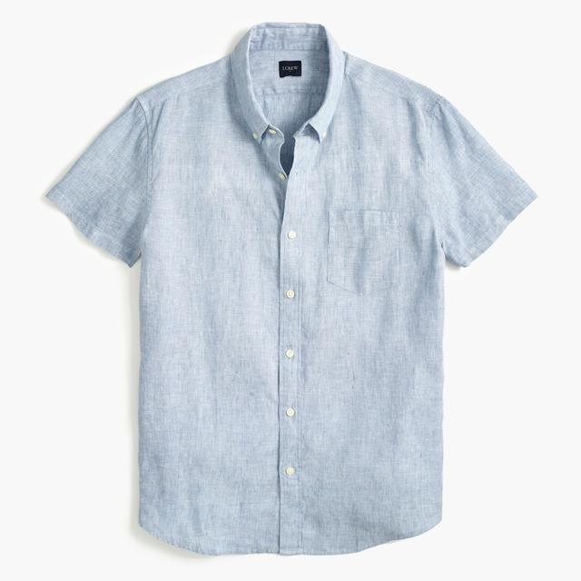 Short-sleeve linen-blend shirt Product Image