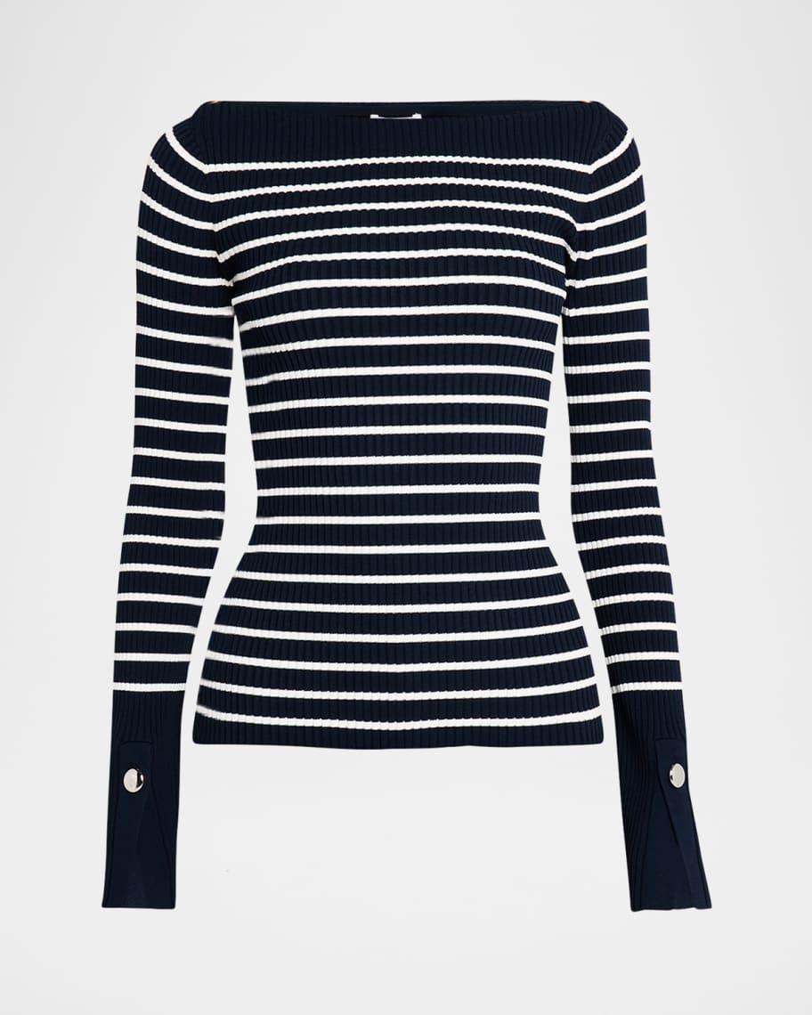 Anya Ribbed Stripe Boat-Neck Top Product Image