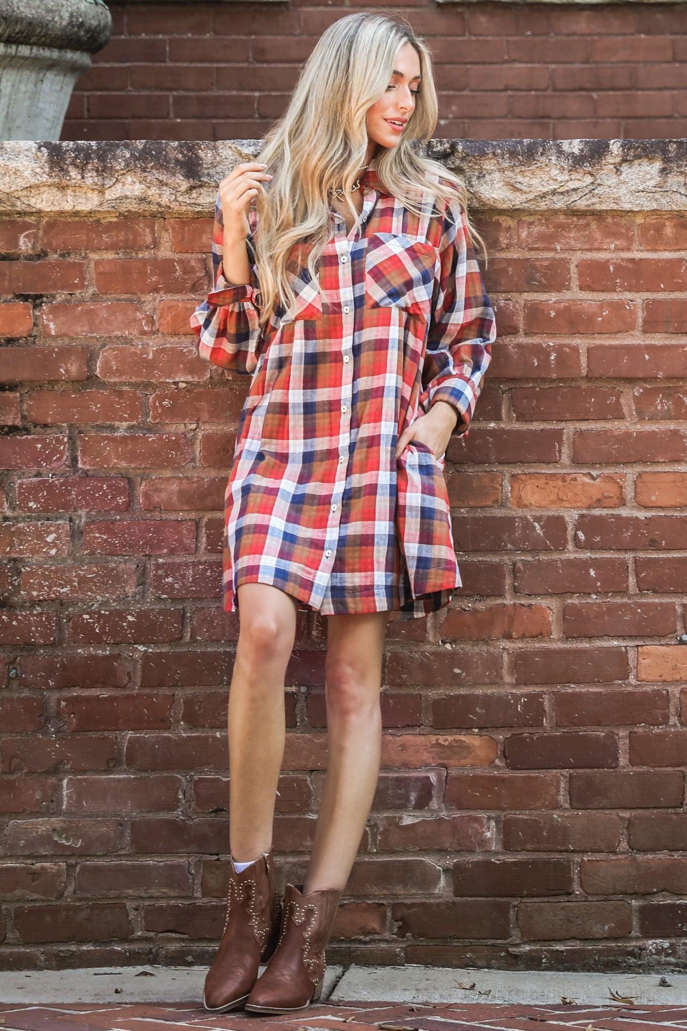 Aura Gliding By Red Multi Plaid Dress Product Image