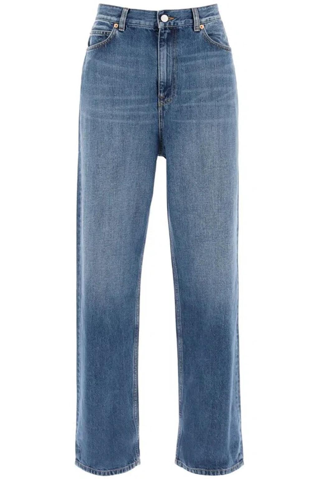 Logo Patch Straight Leg Jeans In Blue Product Image