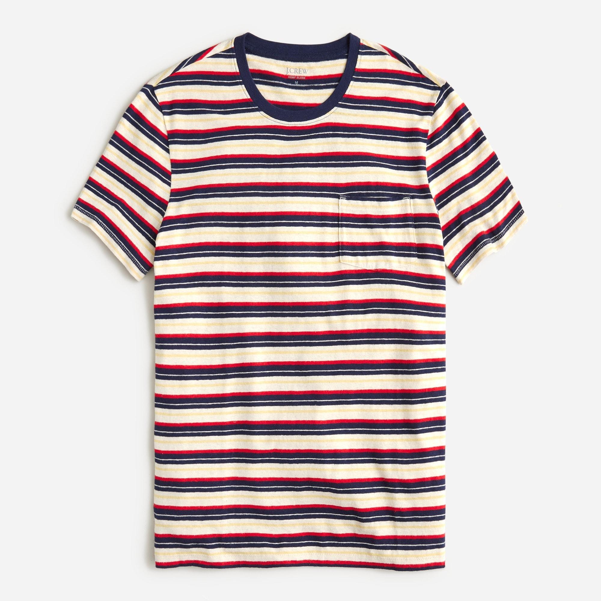 Hemp-organic cotton-blend pocket T-shirt in stripe Product Image