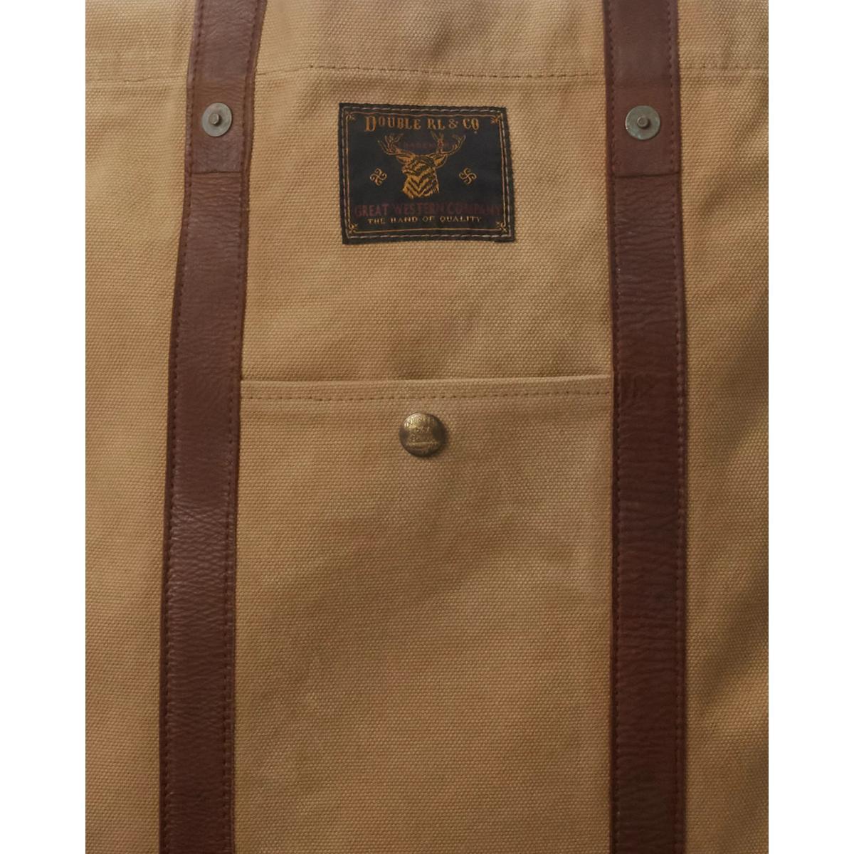 Leather-Trim Canvas Tote Khaki Brown Product Image