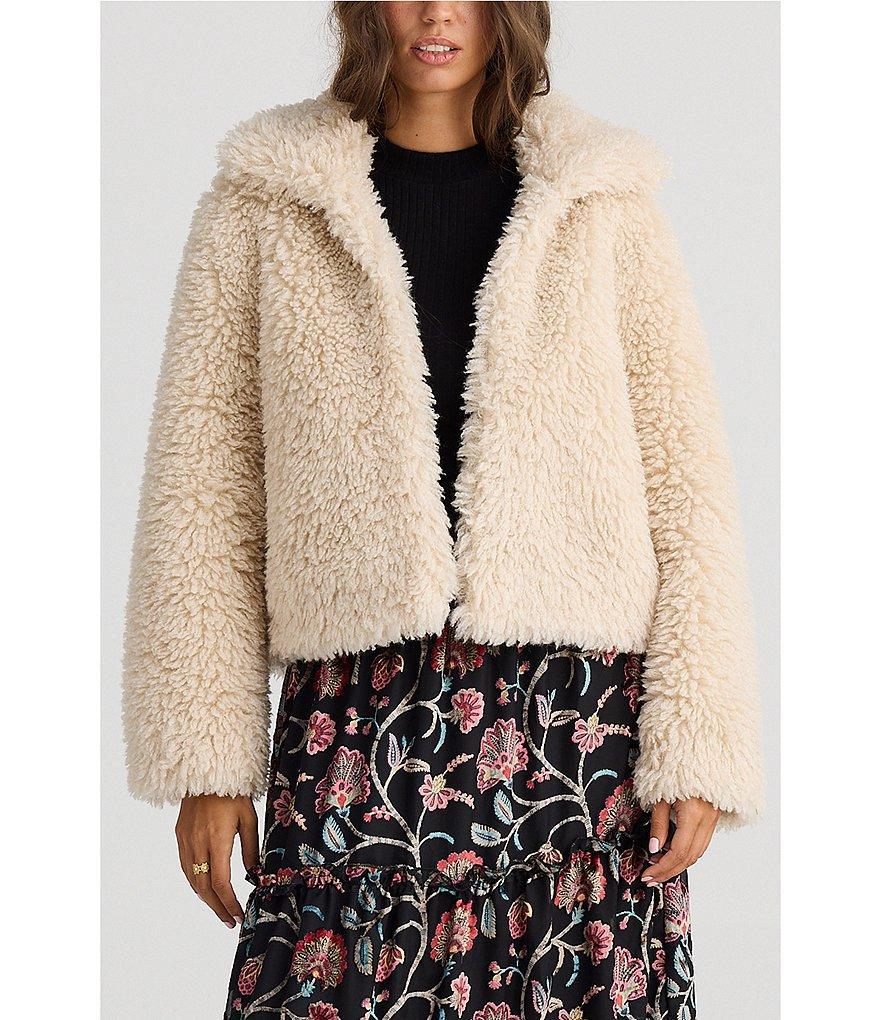 Talisman Stuart Faux Shaggy Fur Point Collar Open Front Cropped Jacket product image