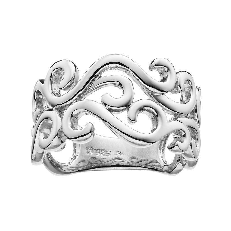 Boston Bay Diamonds Sterling Silver Openwork Scroll Ring, Womens Grey Product Image