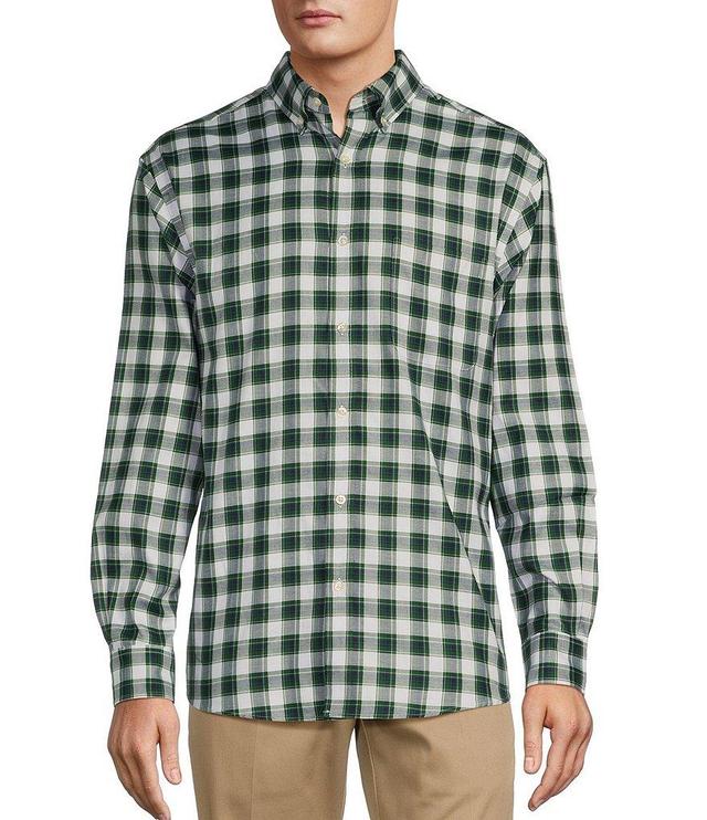 Roundtree & Yorke Long Sleeve Medium Plaid Oxford Sport Shirt Product Image