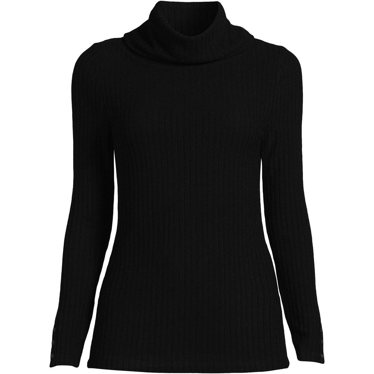 Lands End Womens Plus Size Long Sleeve Wide Rib Cowl Neck Tee Product Image