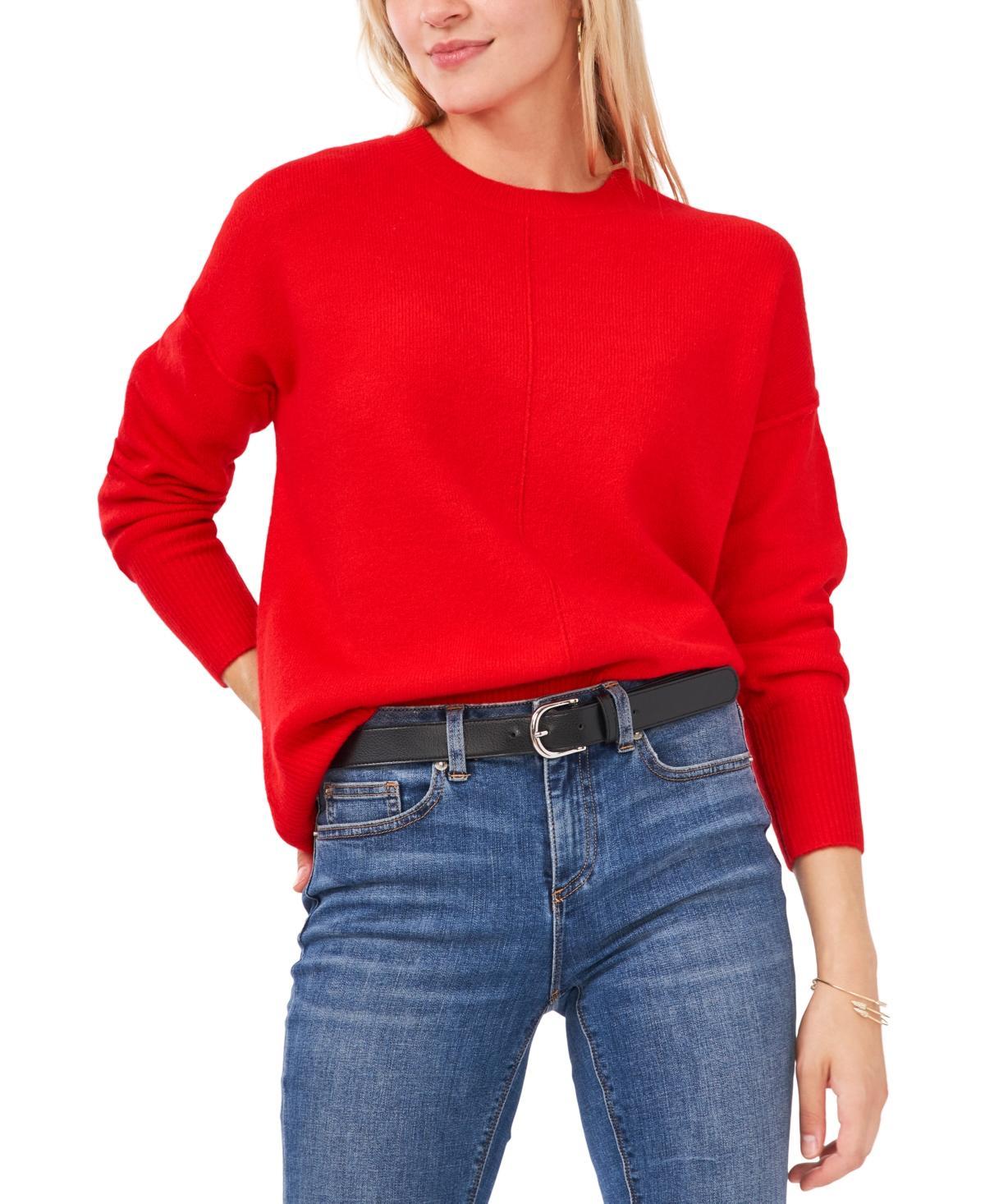 Vince Camuto Long Sleeve Extend Shoulder Center Facing Seam Cozy Sweater (Latte Heather) Women's Sweater Product Image