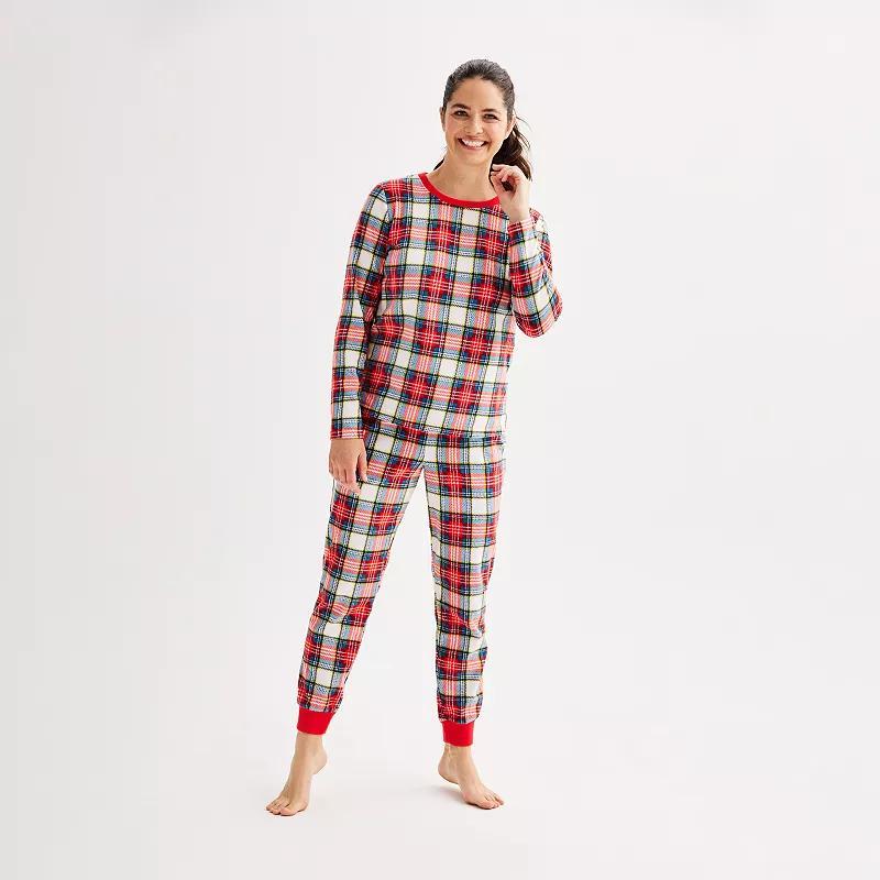 Womens Jammies For Your Families Jingle Bell Rock Fleece Pajama Top & Jogger Pajama Bottoms Set Product Image