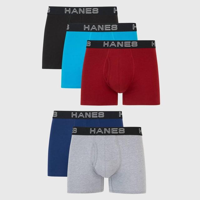 Hanes Premium Mens Mid-Rise Stretch Trunks 5pk - Blue/Black Product Image