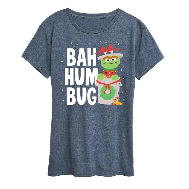 Womens Sesame Street Oscar Bah Humbug Graphic Tee, Girls Heather Grey Product Image