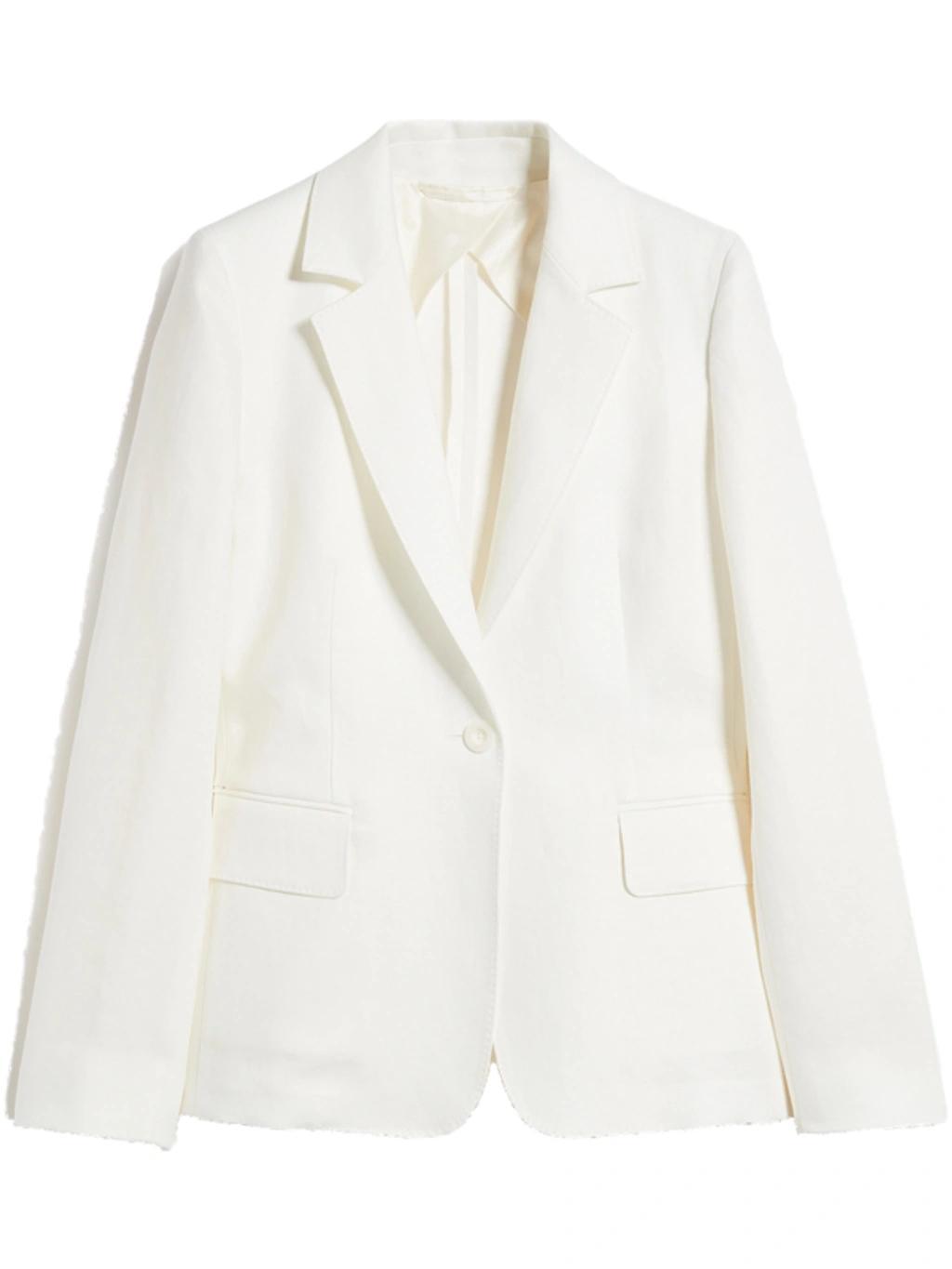 Linen-twill Blazer In White Product Image