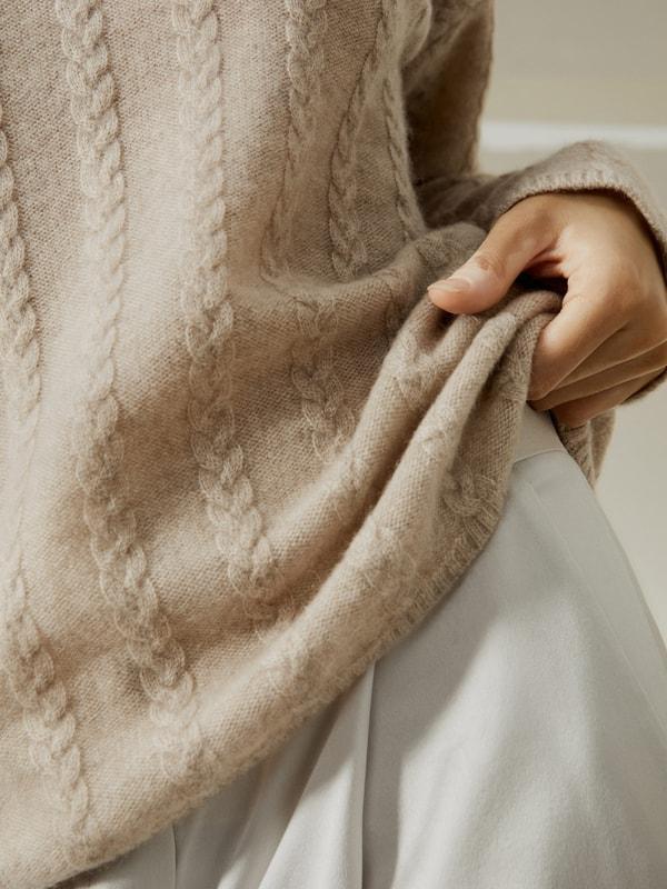 Semi-Sheer Cable-knit Cashmere Sweater Product Image