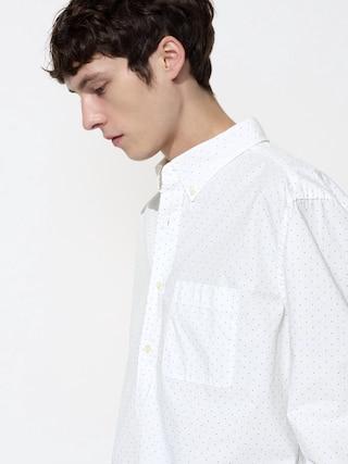 Mens Broadcloth Shirt Dotted White Small UNIQLO US Product Image