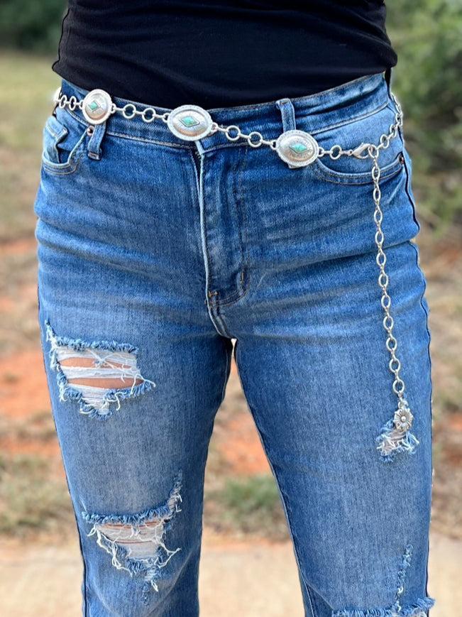 Same Old Story Oval Concho Chain Link Belt Product Image