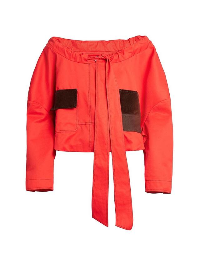 Womens Off-The-Shoulder Pocket Utility Jacket Product Image