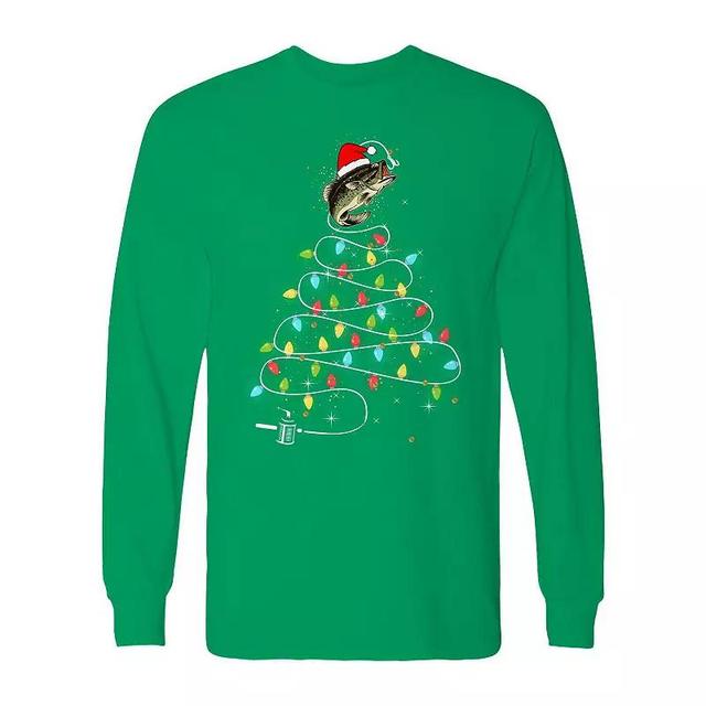 Mens Christmas Fish Lights Long Sleeve Graphic Tee Product Image