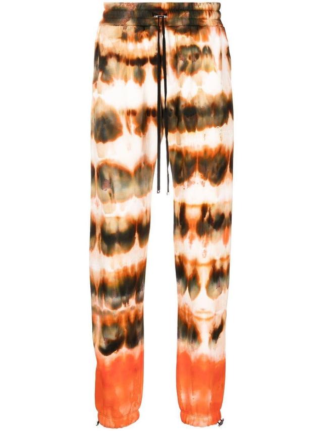 Tie-dye Print Cotton Track Pants In Brown Product Image