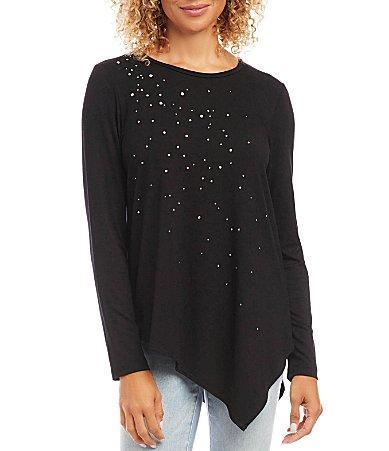 Karen Kane Embellished Asymmetric Hem Top Product Image