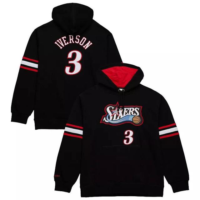 Mens Mitchell & Ness Allen Iverson Black Philadelphia 76ers Name & Number Pullover Hoodie Product Image