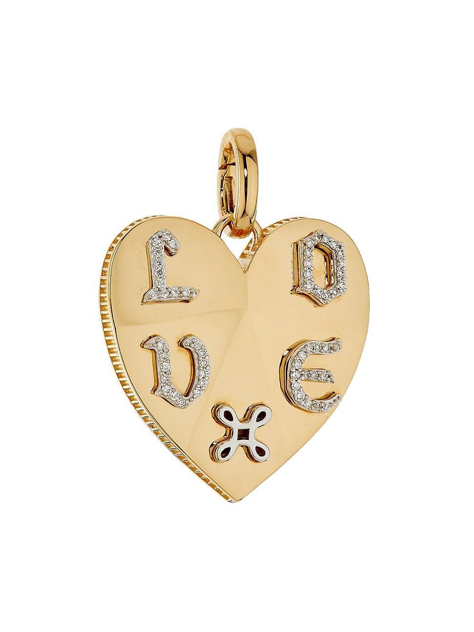 Womens Facets Of Love 18K Yellow Gold & 0.11 TCW Diamond Heart Pendant Product Image