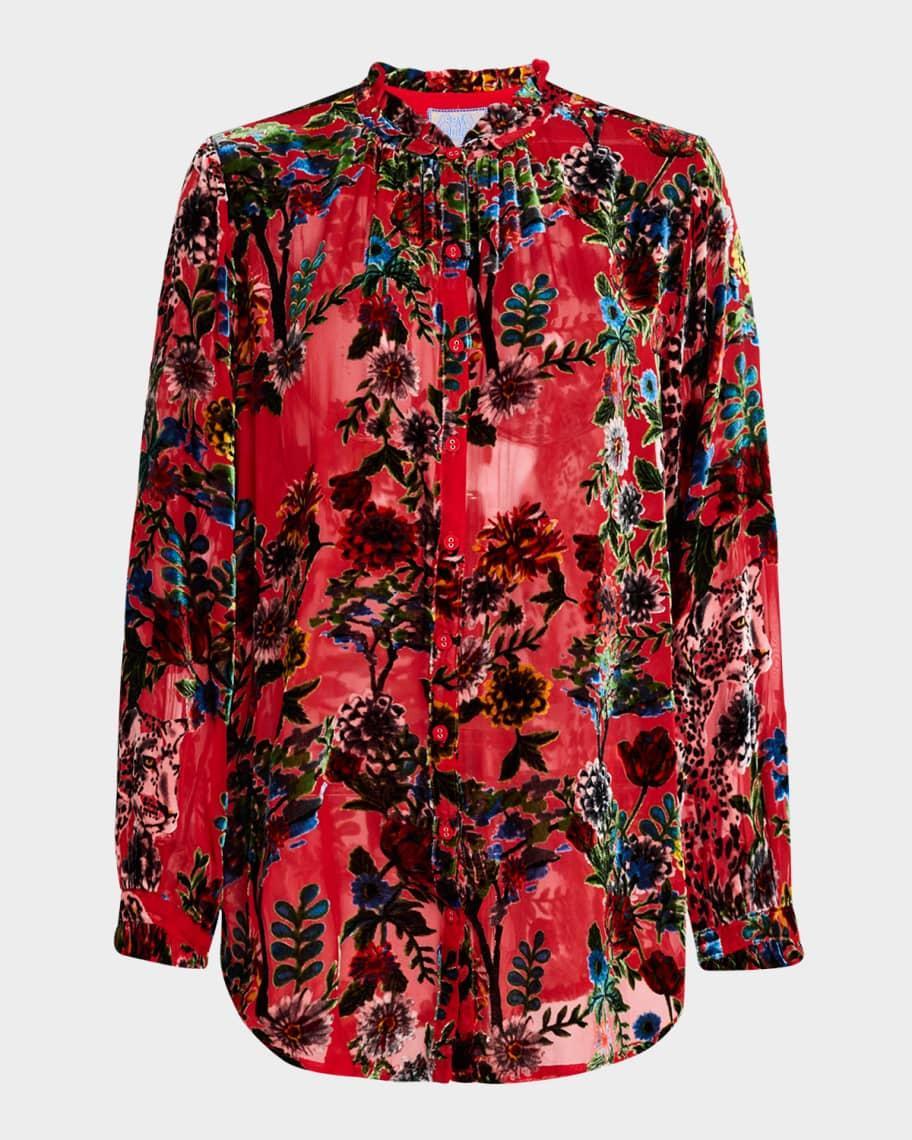 Yoella Floral Burnout Button-Down Tunic Product Image