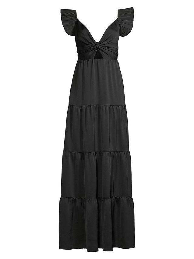 Womens Tiered Taffeta Cut-Out Gown Product Image