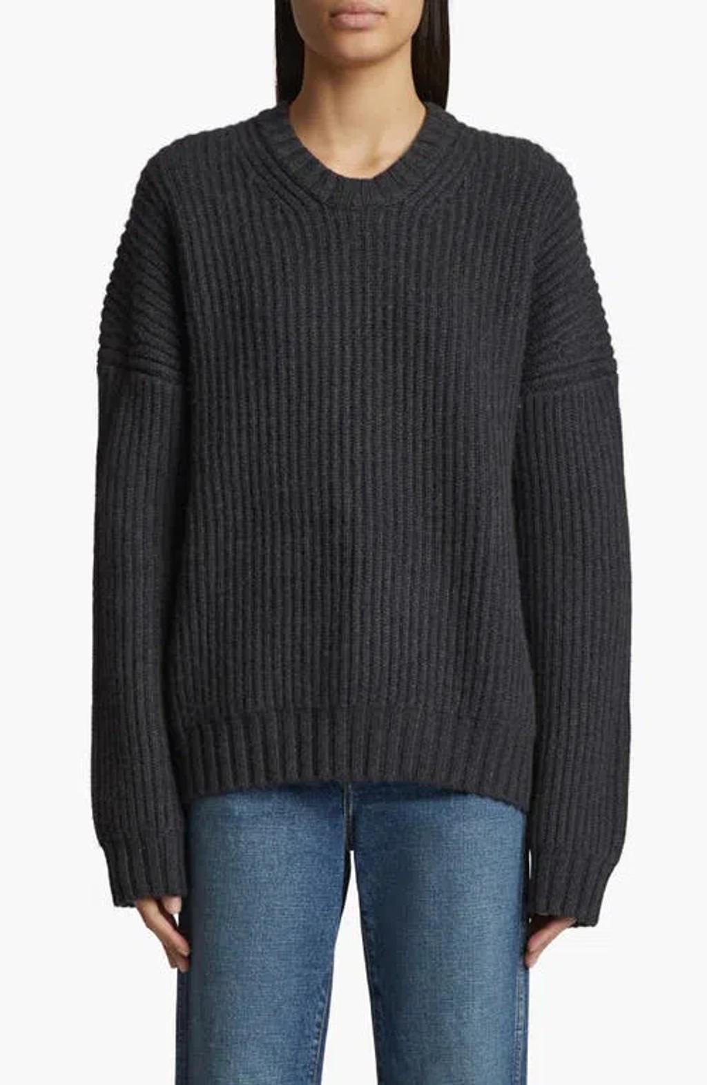 KHAITE Manuela Cashmere Rib Crewneck Sweater In Grey Product Image