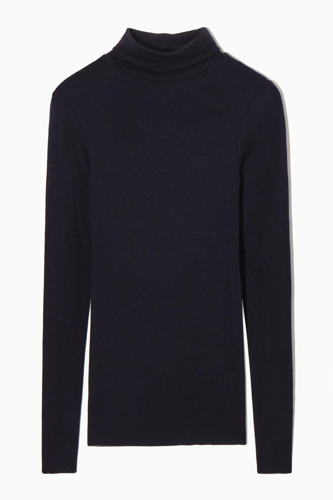 SLIM-FIT MERINO WOOL TURTLENECK TOP Product Image