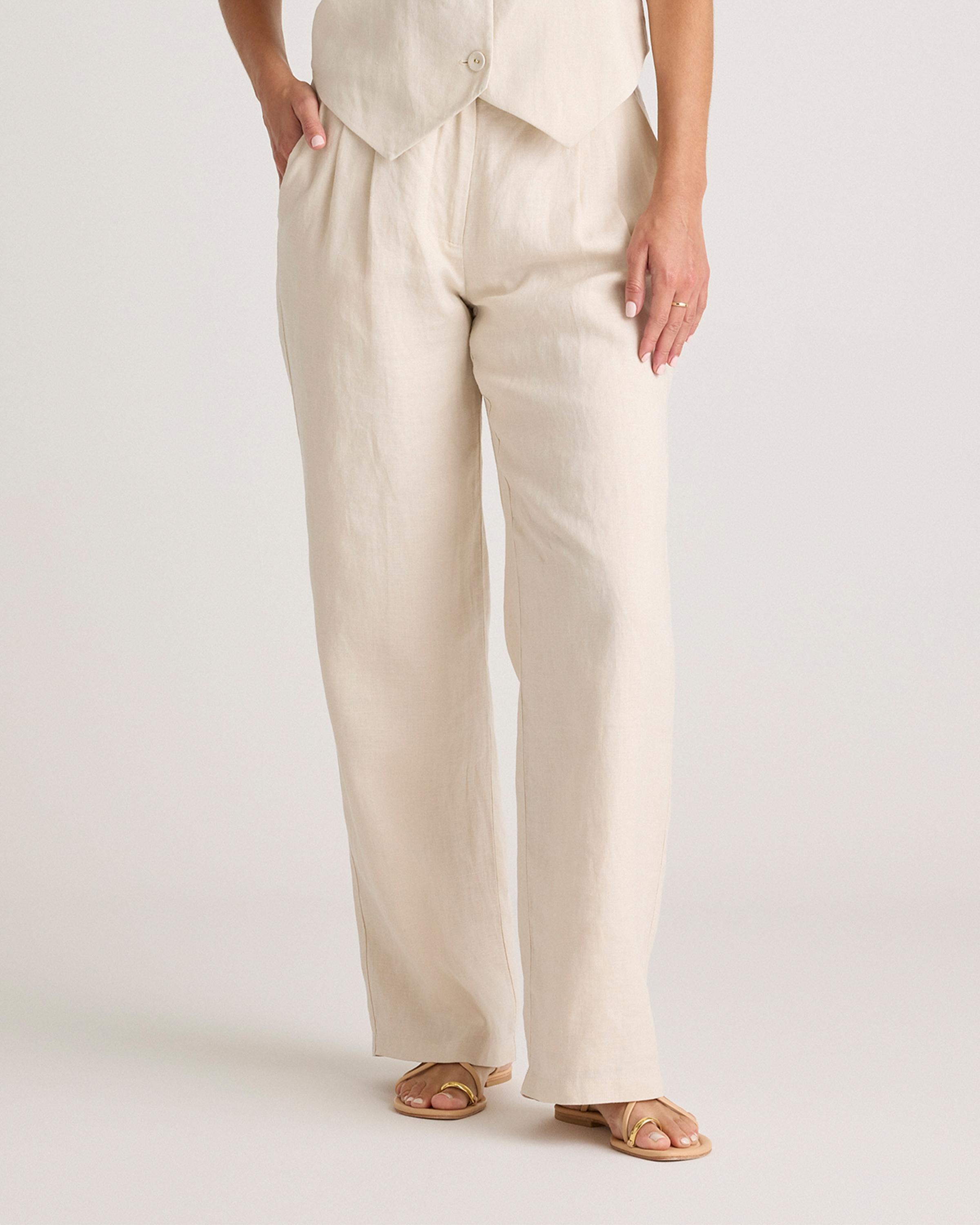 100% European Linen Pleated Trouser Product Image