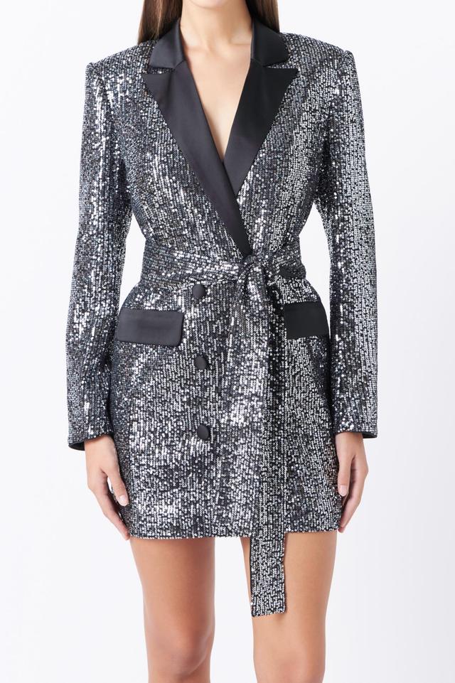 Endless Rose Sequin Long Sleeve Blazer Minidress in Rose Gold at Nordstrom, Size Small Product Image