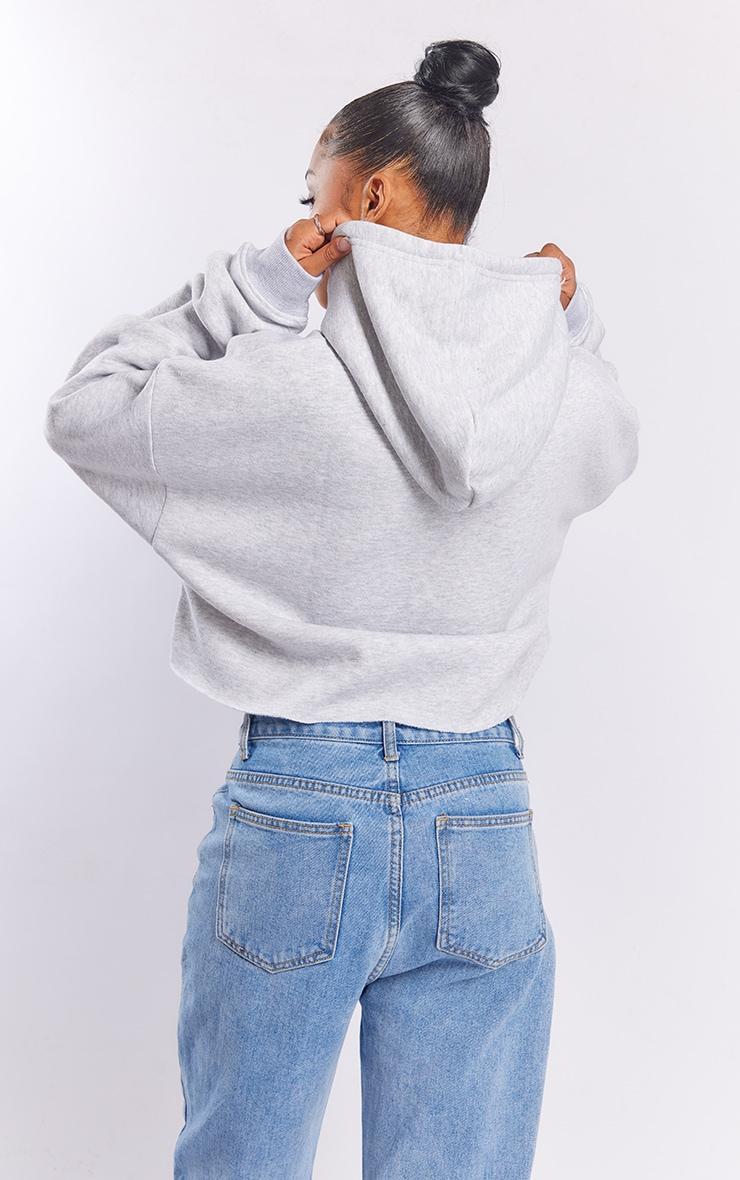 Ash Grey Oversized Crop Sweat Hoodie Product Image