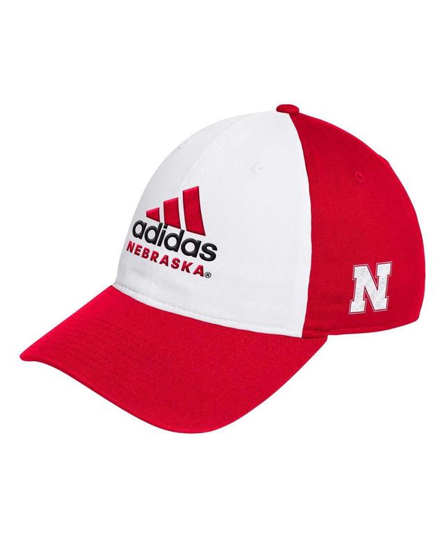 Adidas Mens White Nebraska Huskers Slouch Adjustable Hat - White, Scarlet Product Image