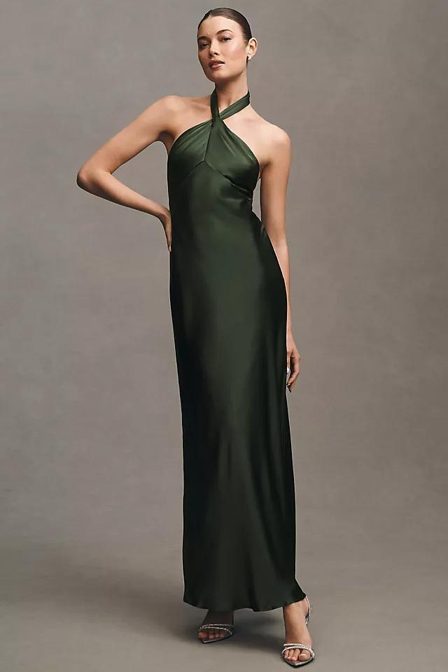 BHLDN Selma Halter-Neck Satin Maxi Dress Product Image