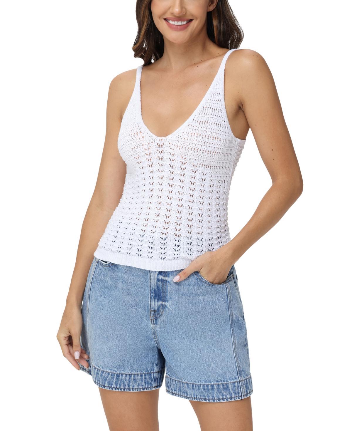 Frye Womens V-Neck Crochet Tank Product Image