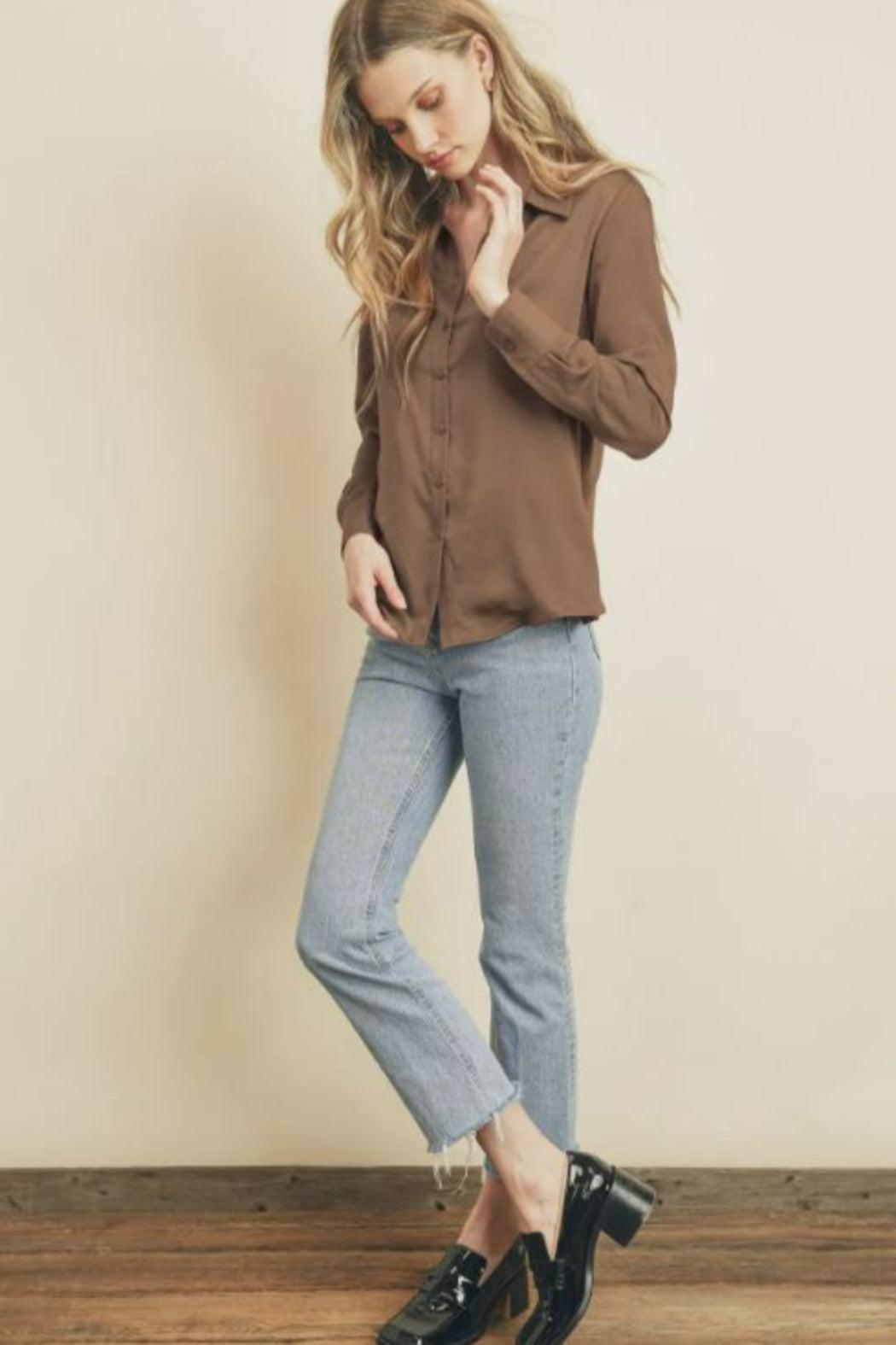 Button Down Satin Slim Shirt Female product image