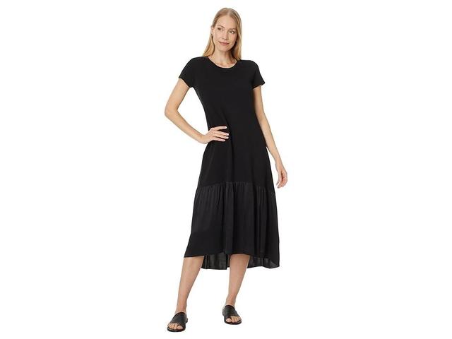 Elliott Lauren Fushion, Crew neck Short Sleeve Dress with Satin tier detail Women's Dress Product Image