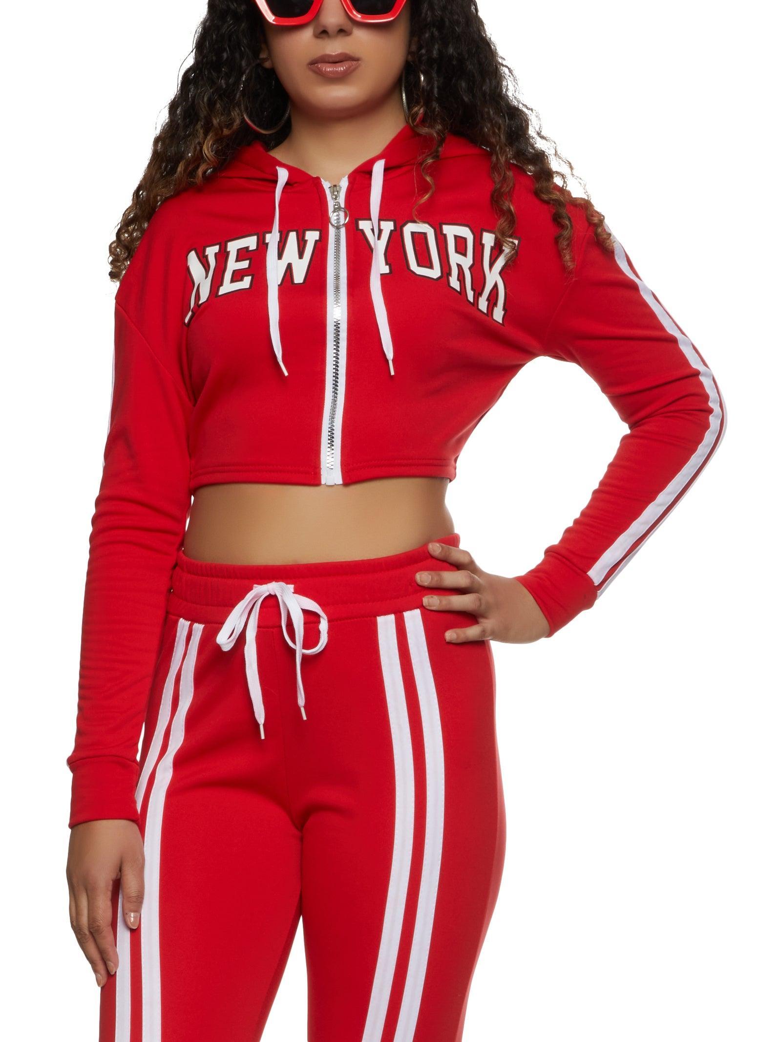 Womens New York Zip Front Cropped Hoodie Product Image