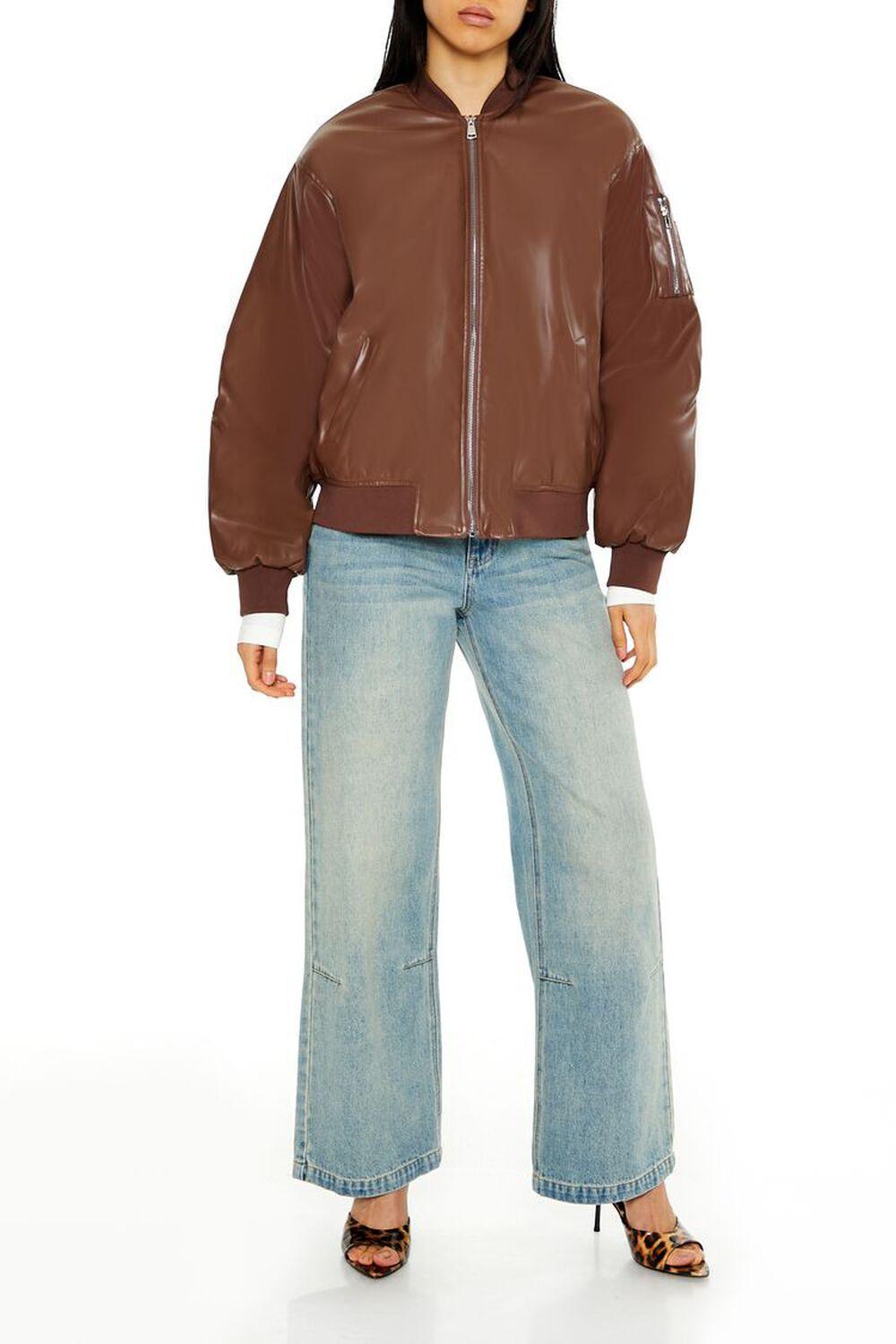 Faux Leather Utility Bomber Jacket | Forever 21 Product Image