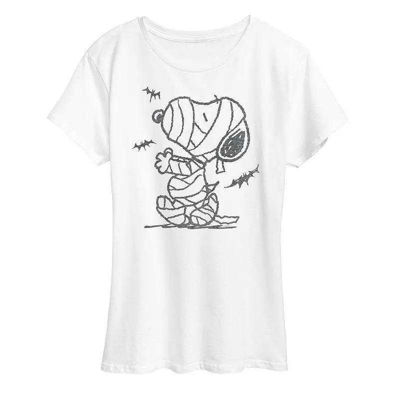 Womens Peanuts Snoopy Mummy And Bats Graphic Tee Product Image