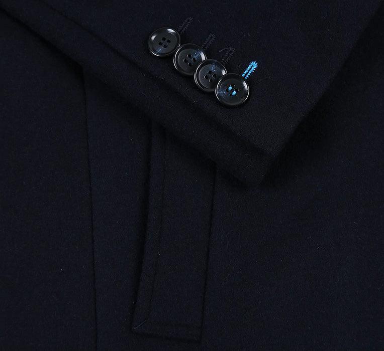 English Laundry Navy Fall/Winter Essential Slim Fit Overcoat Wool Blend Product Image