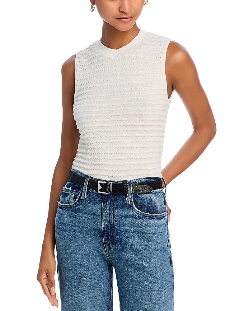 FRAME Smocked Sleeveless Top In White Product Image