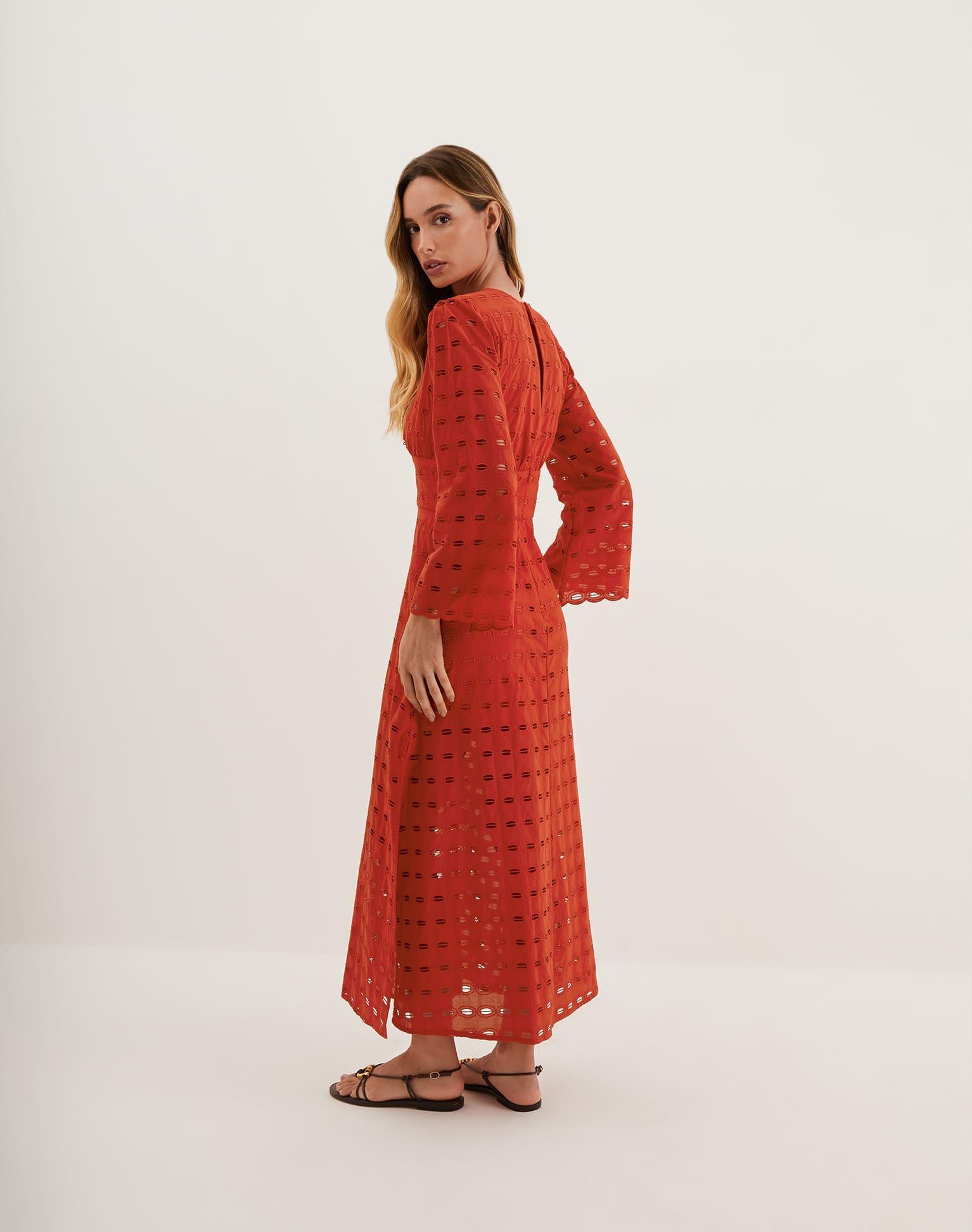 Eyelet Raya Long Dress - Ruby Product Image