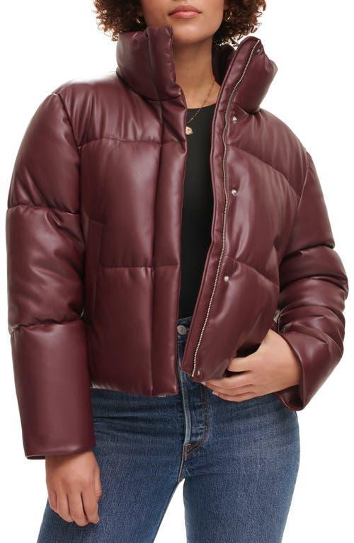 Womens Levis Faux-Leather Short Puffer Jacket Decadent Brown Product Image