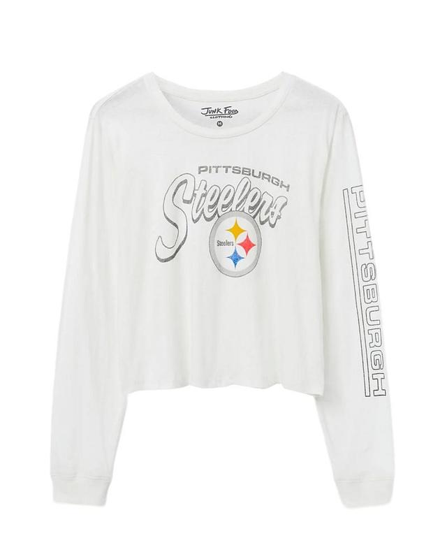 Junk Food Clothing Womens Nfl Pittsburgh Steelers Touchdown Long Sleeve Cropped Tee Product Image