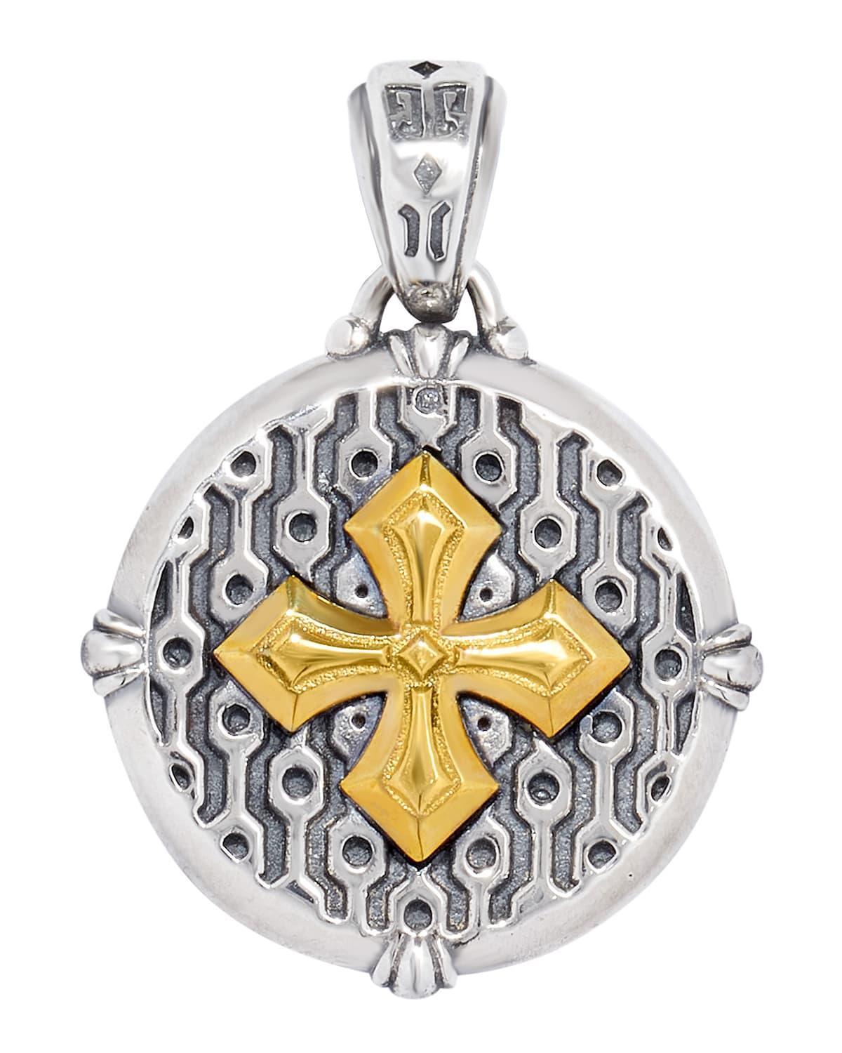 Mens Arc Round Cross Pendant Product Image