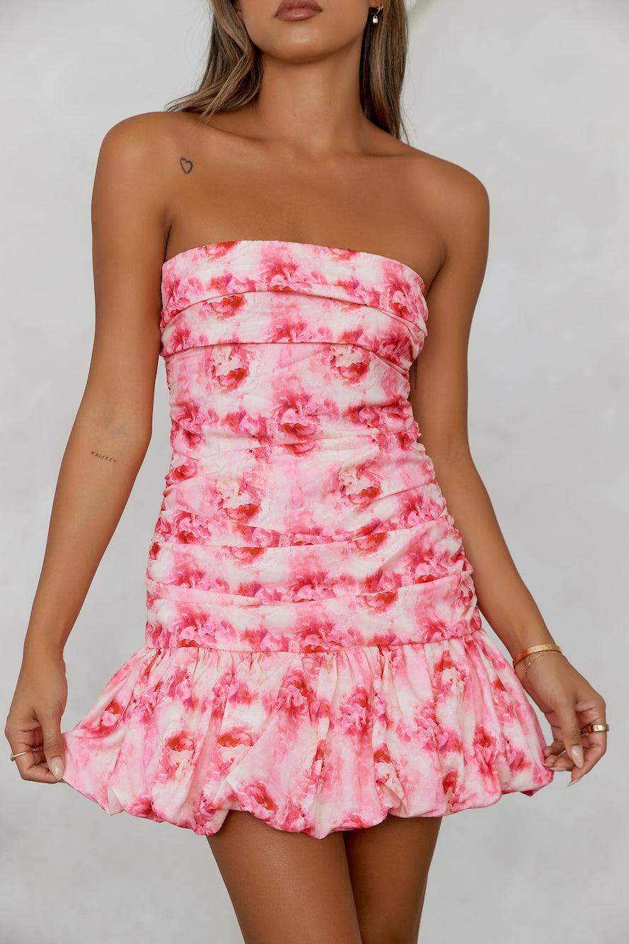 Petals Sprinkled Strapless Mini Dress Pink Product Image