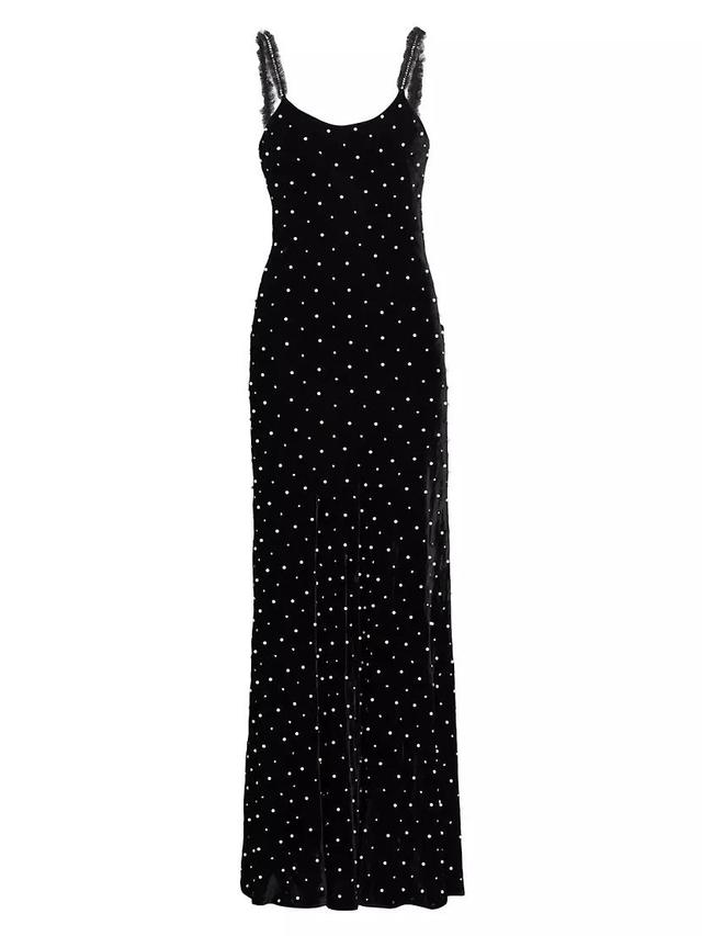 Aspen Rhinestone & Imitation Pearl Velvet Maxi Dress Product Image