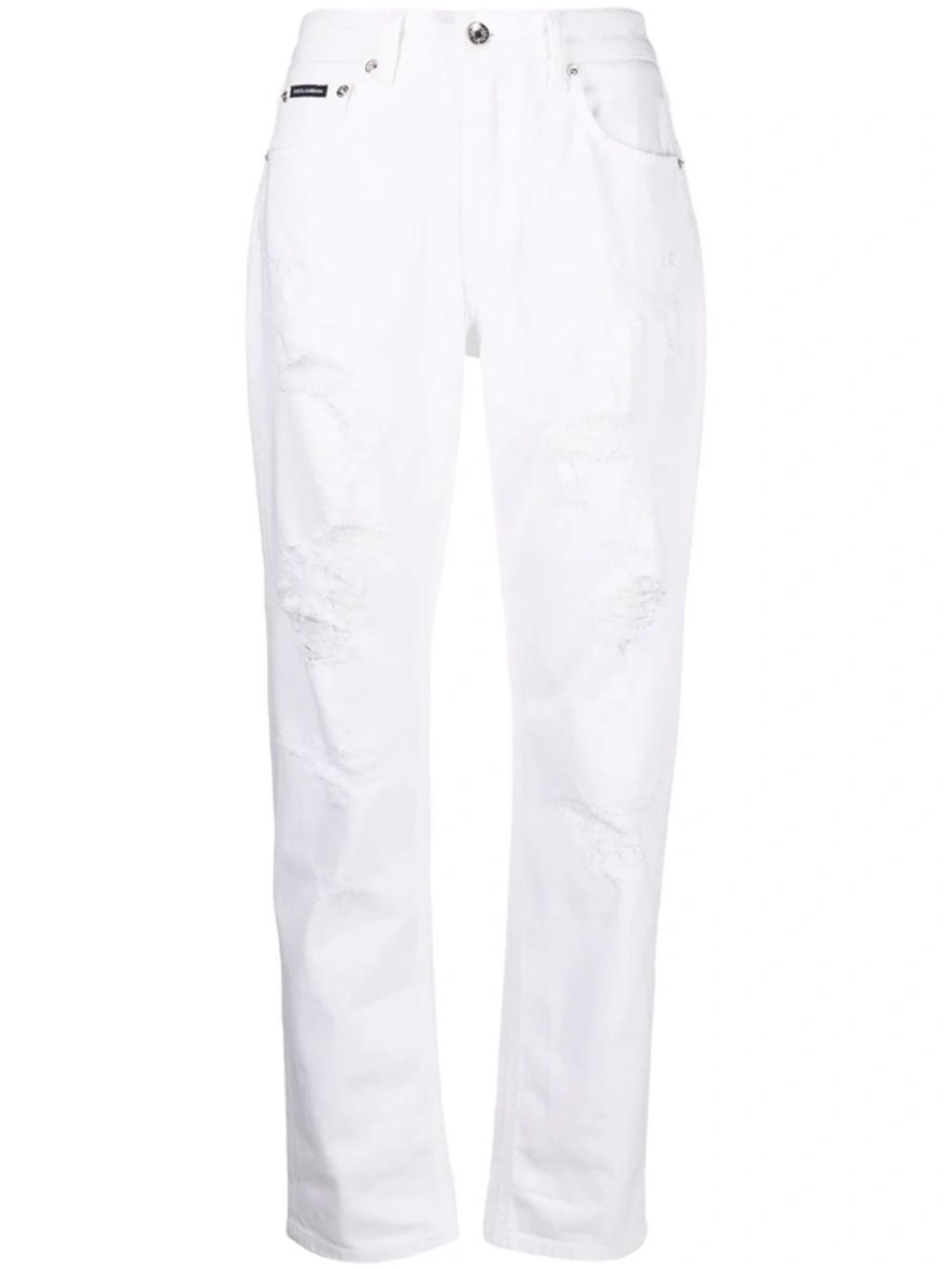 DOLCE & GABBANA Distressed-effect Boyfriend Jeans In White Product Image